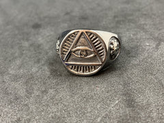 Masonic All Seeing Eye Pyramid Ring Freemason Eye of Providence Stainless Steel Men’s Signet Ring