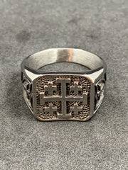 Knights Templar Men’s Ring Stainless Steel Masonic Knights Templar Cross Seal Signet Ring