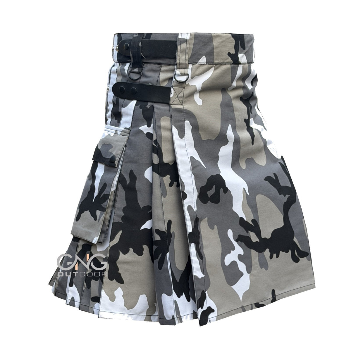 Men Grey Camo Leatherstrap kilt Camouflage Cargo Pocket Kilt Size 28 to 60" inch