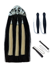 Men's Black Horsehair Kilt Sporran | Silver Thistle Cantle & 3 White Tassels