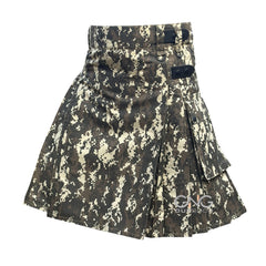 Men's Camo Leatherstrap kilt Cargo Pocket Utility kilt Size 28 to 60" inch