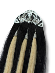 Men's Black Horsehair Kilt Sporran | Silver Thistle Cantle & 3 White Tassels