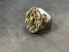 Masonic Skull Head Ring Stainless Steel Freemason Biker Ring Men’s Gothic Skull Jewelry