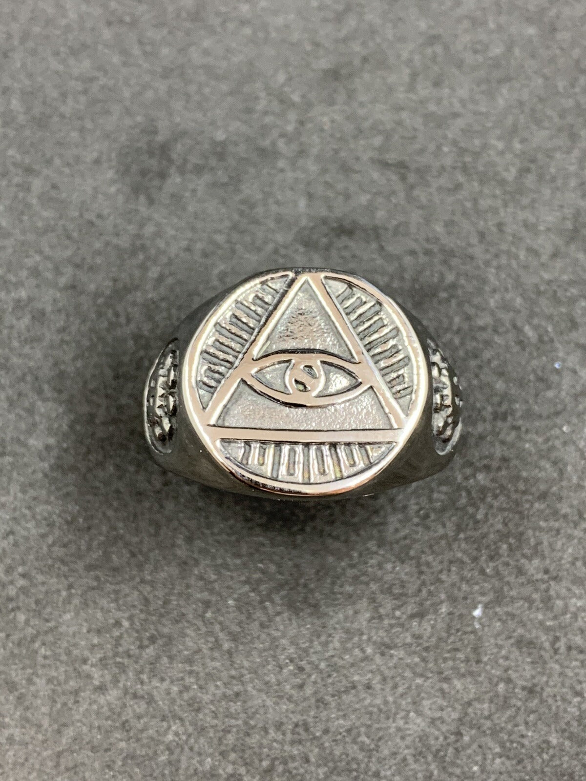 Masonic All Seeing Eye Pyramid Ring Freemason Eye of Providence Stainless Steel Men’s Signet Ring