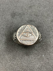 Masonic All Seeing Eye Pyramid Ring Freemason Eye of Providence Stainless Steel Men’s Signet Ring