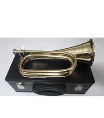 British Army Style BB Bugle Tuneable Brass Bugle with Silver Mouthpiece & Carry Case