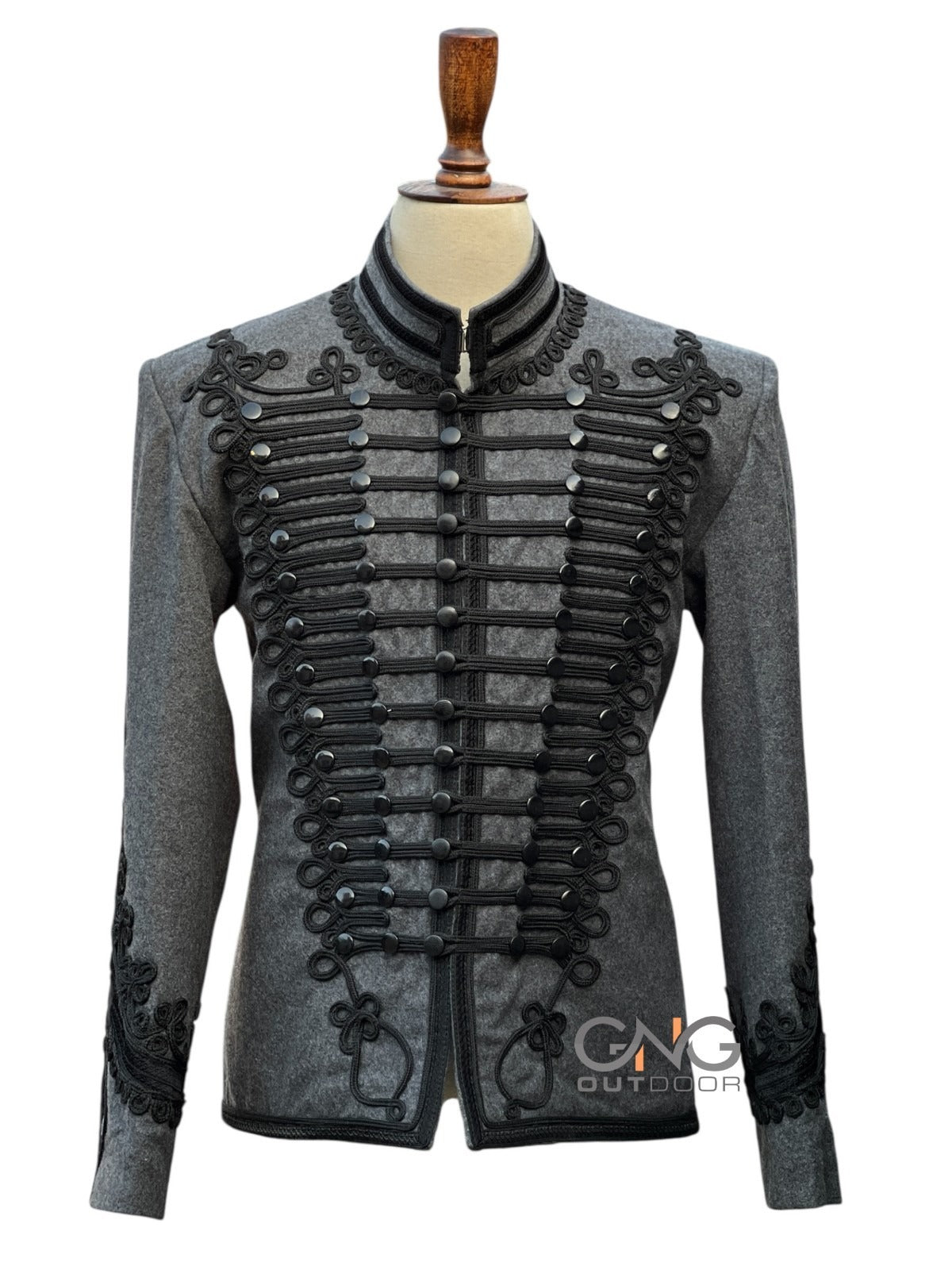 Grey Napoleonic Hussar Wool Military uniform jacket Handmade Scottish Jacket