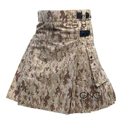 Men Camo Leatherstrap kilt Camouflage Cargo Pocket Kilt Size 28 to 60" inches