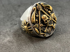 Masonic Skull Head Ring Stainless Steel Freemason Biker Ring Men’s Gothic Skull Jewelry