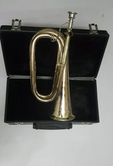 British Army Style BB Bugle Tuneable Brass Bugle with Silver Mouthpiece & Carry Case