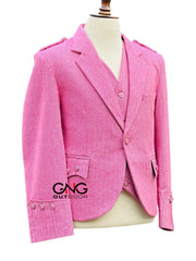 Men's Scottish Pink Tweed Argyle Style Jacket with 5 Button Vest Size 34' to 54"