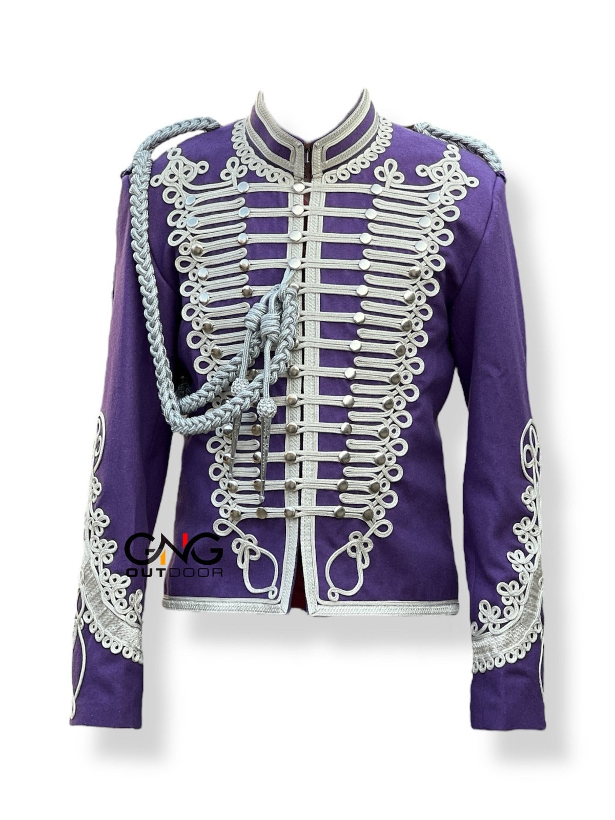 Purple Napoleonic Hussar Wool Military uniform jacket Handmade Scottish Jacket