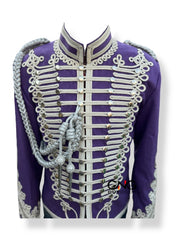 Purple Napoleonic Hussar Wool Military uniform jacket Handmade Scottish Jacket