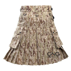 Men Camo Leatherstrap kilt Camouflage Cargo Pocket Kilt Size 28 to 60" inches