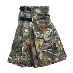 Men Tree Camo Leatherstrap kilt Camouflage Cargo Pocket Kilt Size 28 to 60" inch