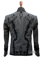 Grey Napoleonic Hussar Wool Military uniform jacket Handmade Scottish Jacket