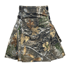 Men Tree Camo Leatherstrap kilt Camouflage Cargo Pocket Kilt Size 28 to 60" inch
