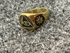Masonic All Seeing Eye Ring Freemason Pyramid Eye Stainless Steel Men’s Signet Ring