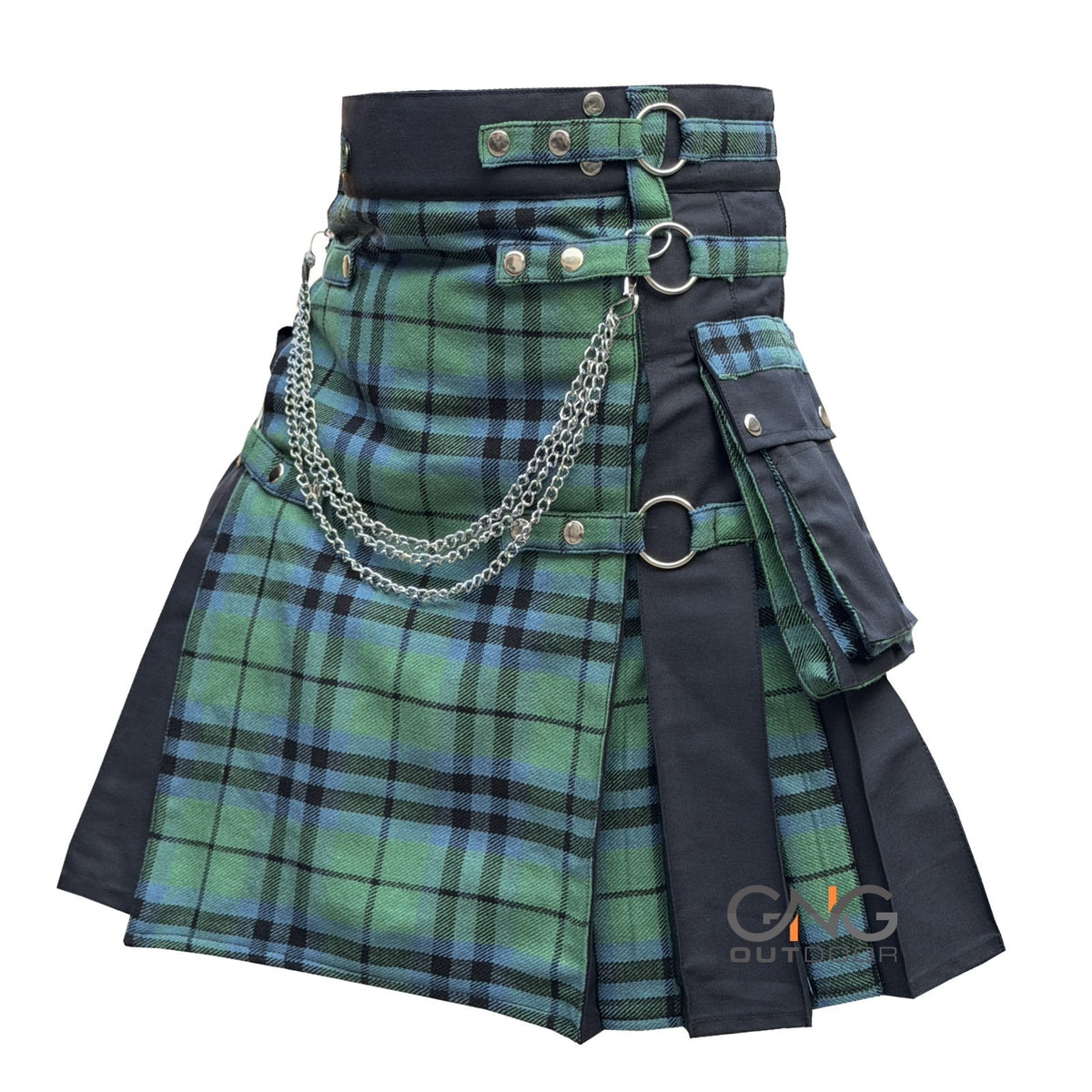 Men Scottish Gothic Kilt Keith Tartan Front Apron Utility Kilt Size 28-62