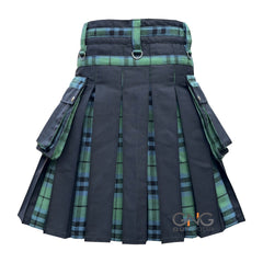 Men Scottish Gothic Kilt Keith Tartan Front Apron Utility Kilt Size 28-62