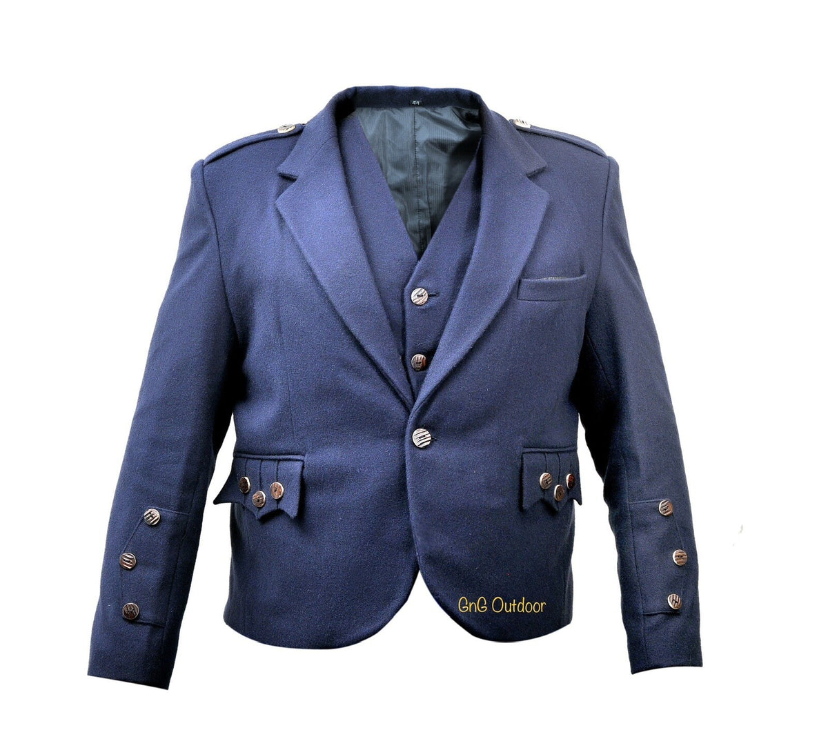 Men's Navy Blue Wool Argyle Kilt Jacket & Waistcoat – Scottish Highland Wedding Suit