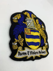 Baron E Viviers Holmes Family Crest Blazer Badge Hand Embroidered Bullion Crest