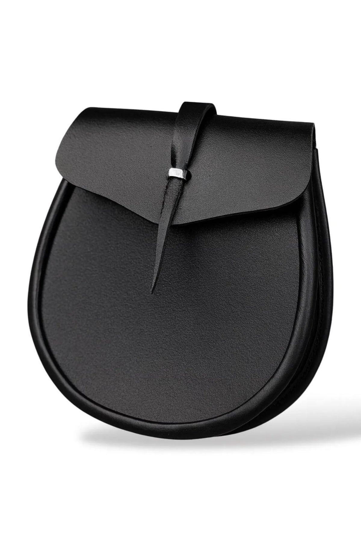 Men’s Scottish Black Leather Day Sporran | Traditional Kilt Sporran with Chain Strap