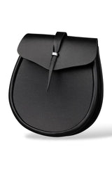 Men’s Scottish Black Leather Day Sporran | Traditional Kilt Sporran with Chain Strap