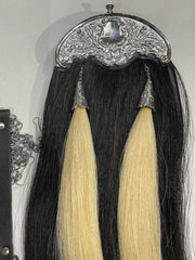 Scottish Full Dress Black Horse Hair Sporran | Silver Chrome Thistle Cantle | 2 Tassels | Bagpipe Kilt Sporran | Chain Belt
