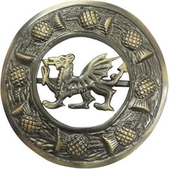 Men's Scottish Welsh Dragon Sporran Set | 6 Piece Kilt Set With Antique Sporran, Belt, Brooch, Buckle, Pin & Socks