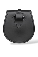 Men’s Scottish Black Leather Day Sporran | Traditional Kilt Sporran with Chain Strap