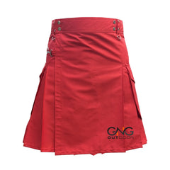 Men's Scottish Red Utility kilt Highland Modern fashion kilt Size: 28" to 60"