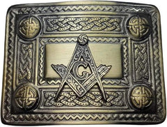 Men's Scottish Masonic Sporran Set | Antique Sporran | Brooch, Buckle, Pin, Belt, Socks & Chain