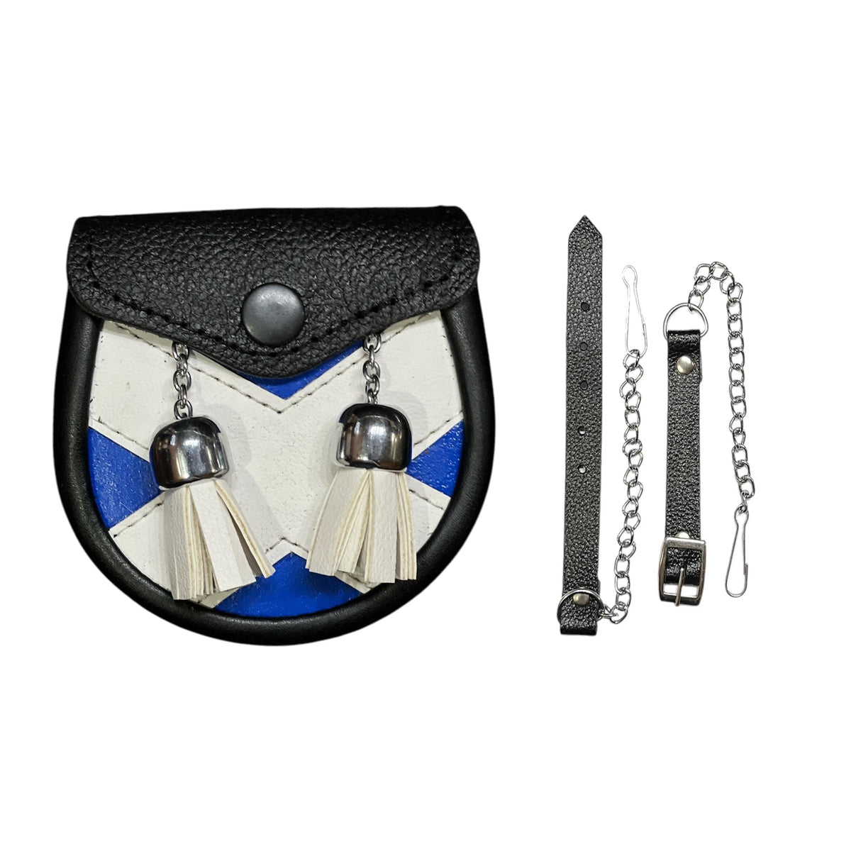 Baby Scottish Kilt Sporran Scotland Flag Design 100% Leather Sporran with Chain & Belt