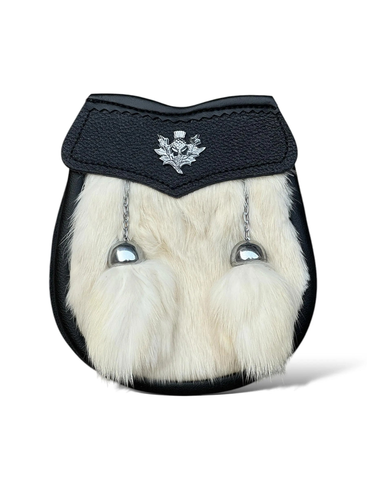 Baby Scottish White Leather Sporran Thistle Badge 2 Tassels Kids Kilt Sporran With Chain Belt