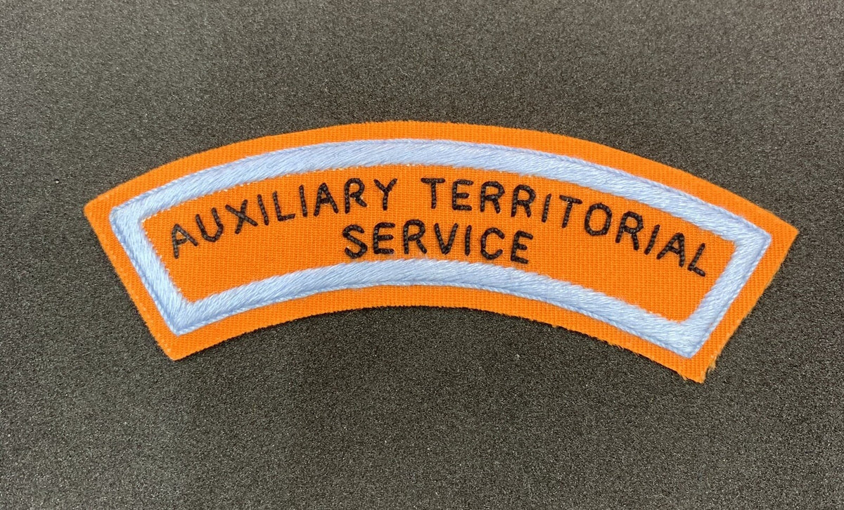 Auxiliary Territorial Service ATS Shoulder Title Cotton Hand Embroidered Military Uniform Badge