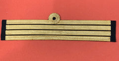 Captain Cuff Rank Sleeve 1 Curl 3 Bars Gold Wire Embroidered Rank Insignia Pair