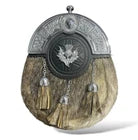 Men's Scottish Thistle Badge Sporran 3 Tassels Chrome finish With Chain Belt