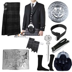 Men's Scottish Argyle Jacket 10-Piece Kilt Outfit  Traditional Highland Wedding Set