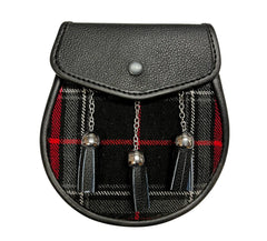 Men's Scottish Spirit of Highlander Tartan Leather Sporran | With Chain Strap