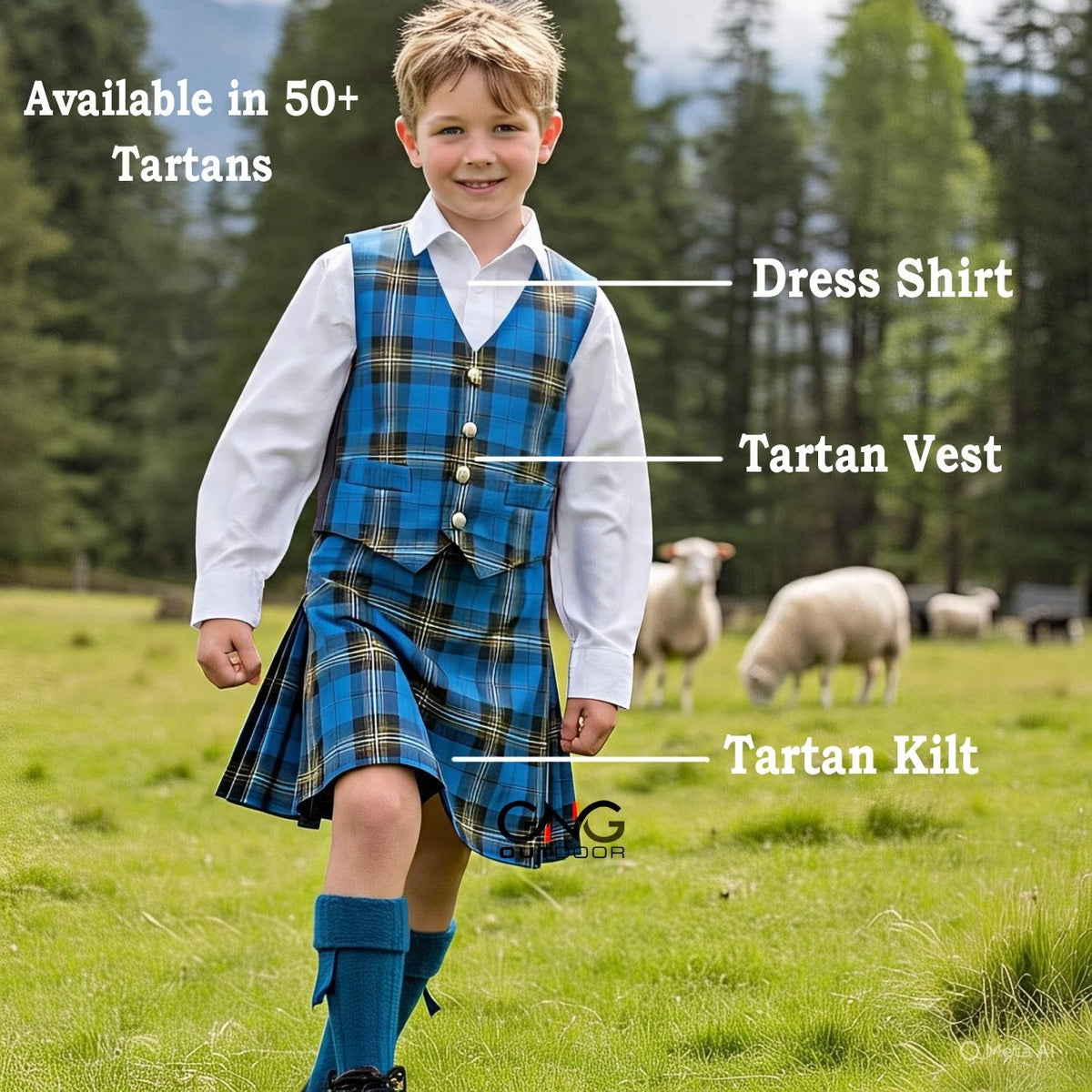 Boys 3-Piece Tartan Kilt & Vest Outfit | Traditional Scottish Highland Wear