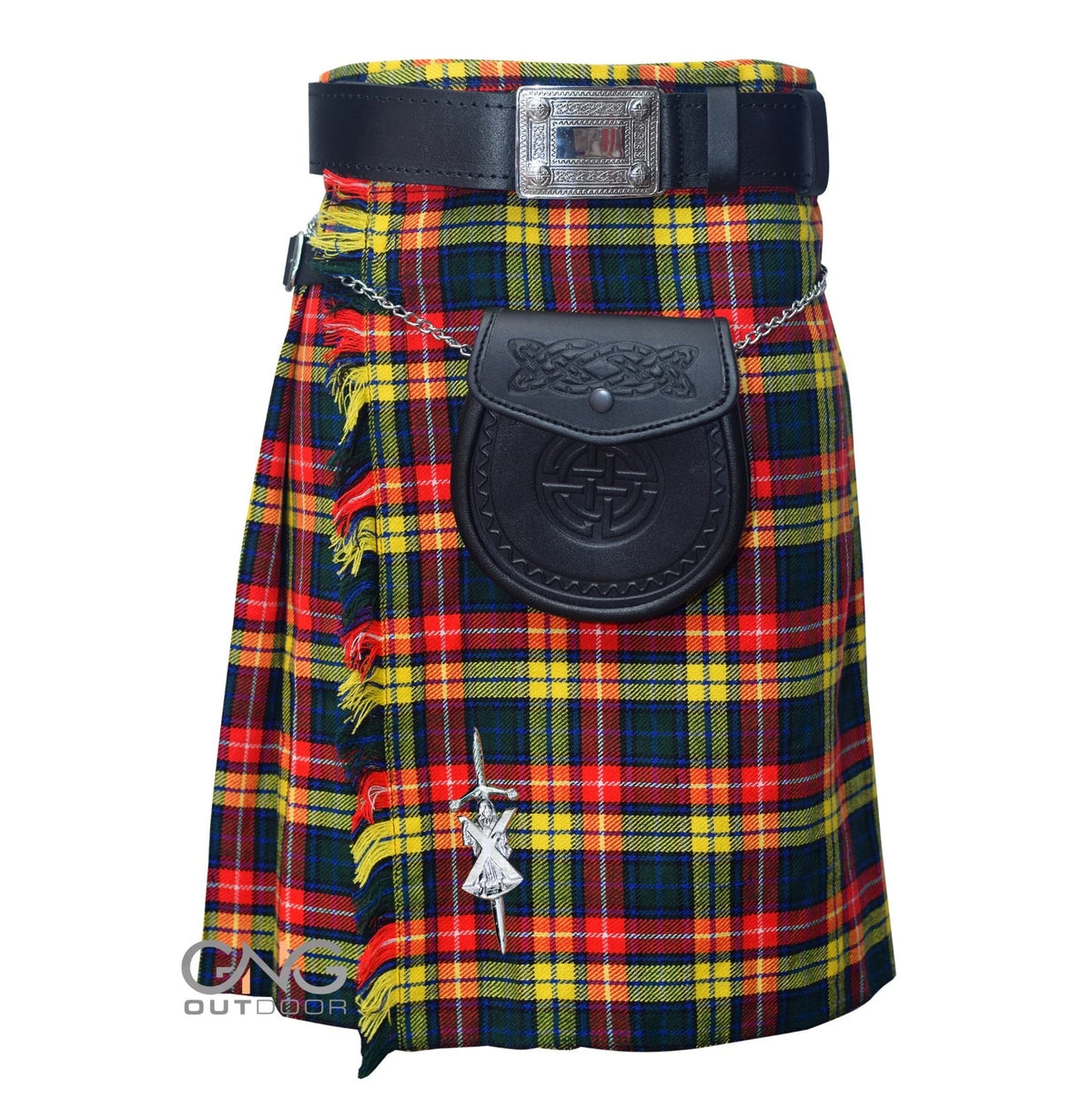 Men's Buchanan Tartan 5-Yard Kilt with 5-Piece Highland Wedding Outfit