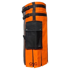Men's Grey & Orange Tactical Utility Kilt with Cargo Pocket – Modern Highland Style