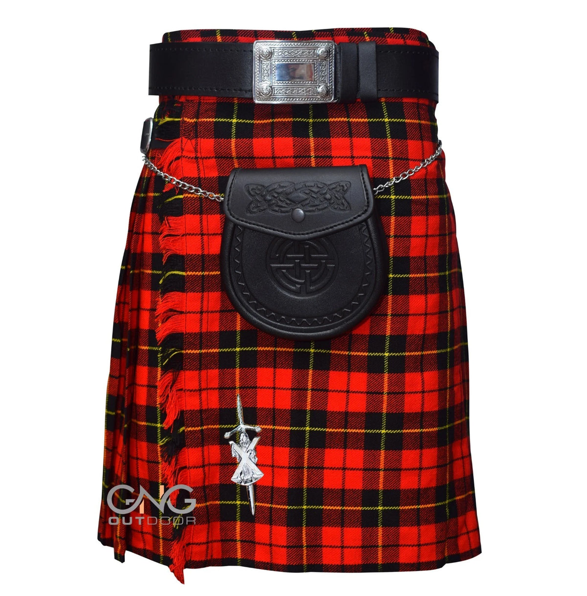 Men's Wallace Tartan 5-Yard Kilt with Sporran & Belt – Scottish Highland Wedding Outfit