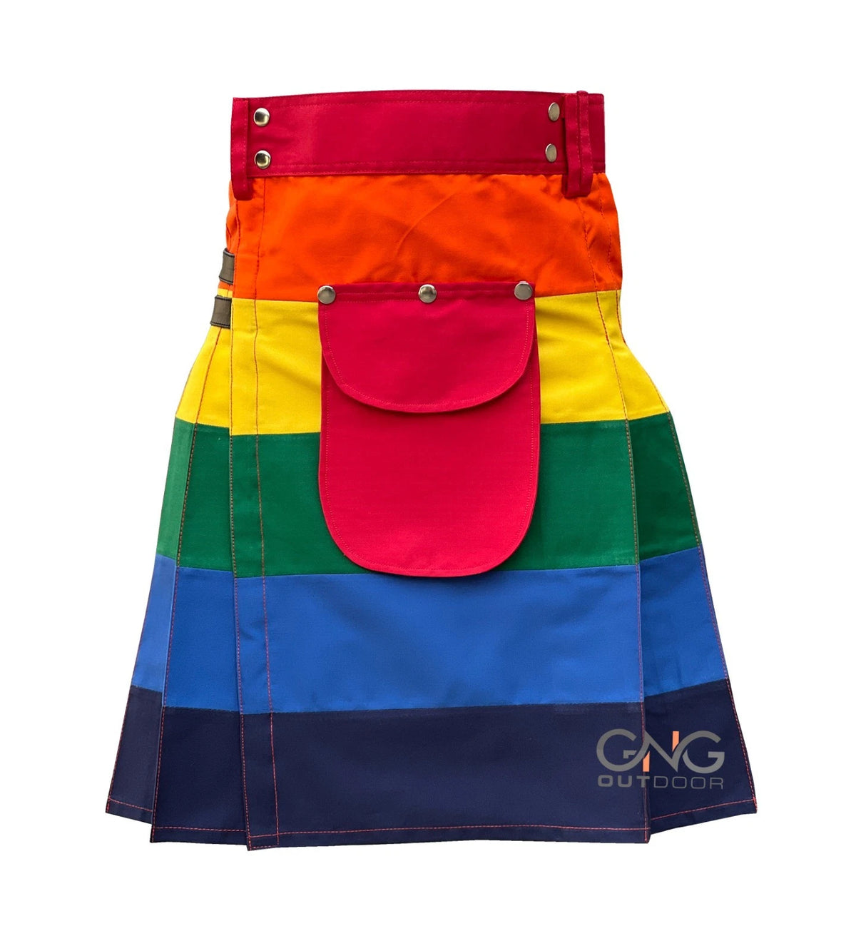 Men's Multicolor Striped Utility Kilt with Cargo Pocket  Bold Modern Pleated Design