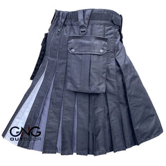 Men's Ace Pride Hybrid Utility Kilt Black with Removable Cargo Pockets  28" to 62"  Option 2: Feature & Ke