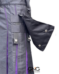Men's Ace Pride Hybrid Utility Kilt Black with Removable Cargo Pockets  28" to 62"  Option 2: Feature & Ke