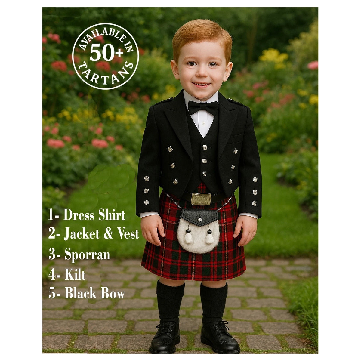 Scottish Baby Kilt Jacket Outfit Kids Kilt set 5 Pieces Baby kilt outfit Up to Age 5