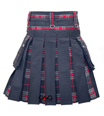 Men’s Scottish Gothic Tartan Kilt – Spirit of Highlander Front Apron Utility Kilt