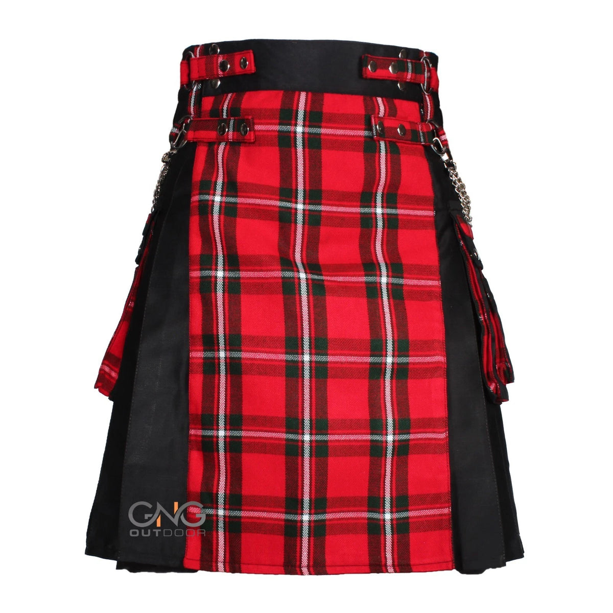 Men's Scottish Macgregor Tartan Front Apron Utility Kilt | Black Gothic Hybrid